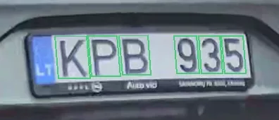 Originali numerio KPB935 iškarpa