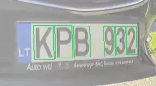 Originali numerio KPB932 iškarpa